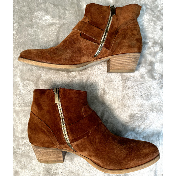 Sundance by Vera Gomma Viola Rust Suede Western Ankle Boots Womens 10 EU 41 - Picture 3 of 11